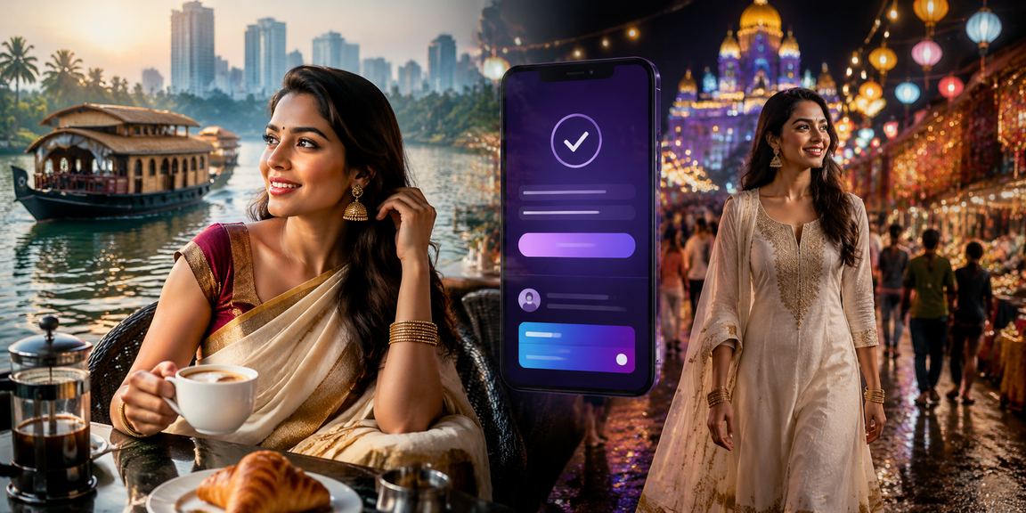 Kerala backwaters with night market and mobile payment
